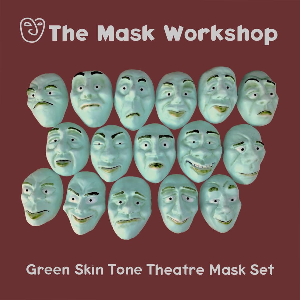 Green Skin Tone Theatre Mask Set from The Mask Workshop